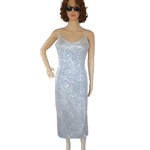 Chelsea & Violet Gold Silver Ombre Sequin Cocktail Shift Dress Women Size Medium - Picture 1 of 8